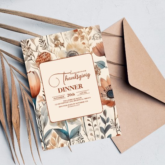 Thanksgiving Diner Floral Kaart