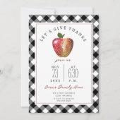 Thanksgiving Diner Folk Art Apple Plaid Kaart (Voorkant)