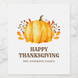 Thanksgiving diner. Friendsgiving herfst pompoen Wijn Etiket