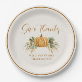 Thanksgiving Diner Geef Bedankt Pompoen Papieren Bordje (Voorkant)