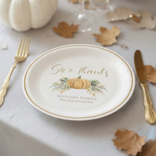 Thanksgiving Diner Geef Bedankt Pompoen Papieren Bordje