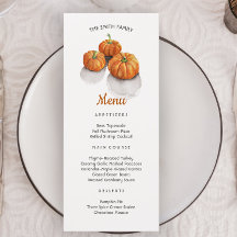 Thanksgiving diner geschilderde pompoenen menu