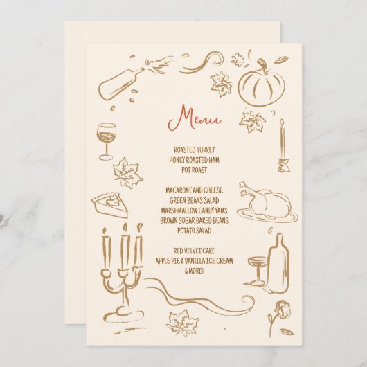 Thanksgiving Diner grillige uitnodiging (Voorkant / Achterkant)