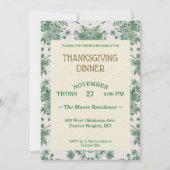 Thanksgiving Diner Groene Botanicals Custom Kaart (Voorkant)