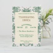 Thanksgiving Diner Groene Botanicals Custom Kaart (Staand voorkant)
