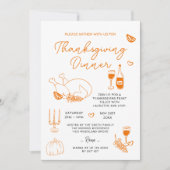 Thanksgiving Diner Hand getrokken Turkije Uitnodig Kaart (Voorkant)