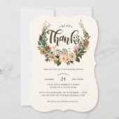 Thanksgiving Diner Herfst Bloemenkrans Kaart (Voorkant)