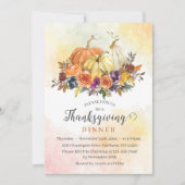 Thanksgiving Diner, Herfst Herfst Bloemen Pompoene Kaart (Voorkant)