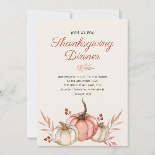 Thanksgiving Diner Herfst Herfst Rustiek Land Kaart (Voorkant)