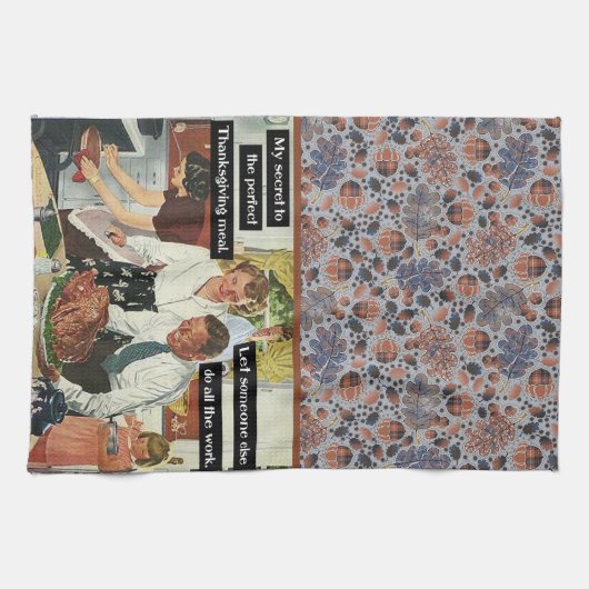 Thanksgiving Diner Herfst Kleuren Eikels Geplaagd Theedoek (Horizontaal)