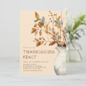 Thanksgiving Diner Herfst Modern Friendsgiving Kaart (Staand voorkant)