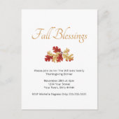 Thanksgiving Diner Herfst Rustiek Goud Rood Blader Uitnodiging Briefkaart (Voorkant)