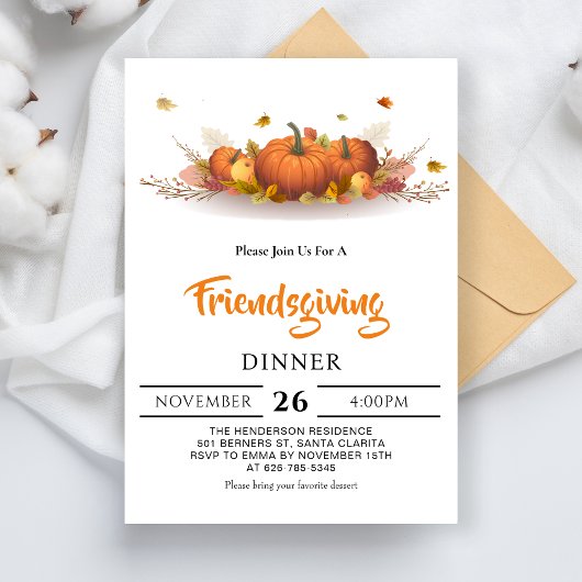 Thanksgiving Diner Herfst Tekst Vriendschapsfeest Kaart