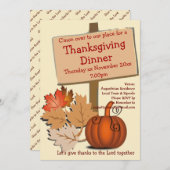 THANKSGIVING DINER Herfstbladeren Pompoen Kaart (Voorkant / Achterkant)