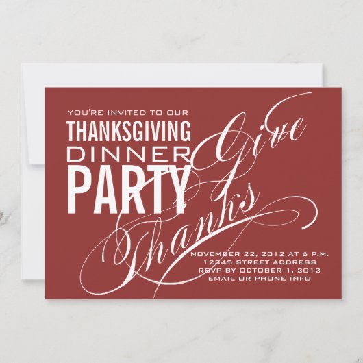 THANKSGIVING DINER INVITATIE | RED KAART (Voorkant)