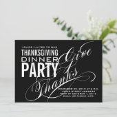 Thanksgiving DINER INVITATIE | ZWARTE Kaart (Staand voorkant)