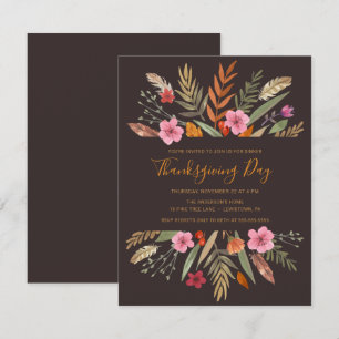 Thanksgiving DINER INVITE BOTANISCHE HERFST FOLIAG Kaart