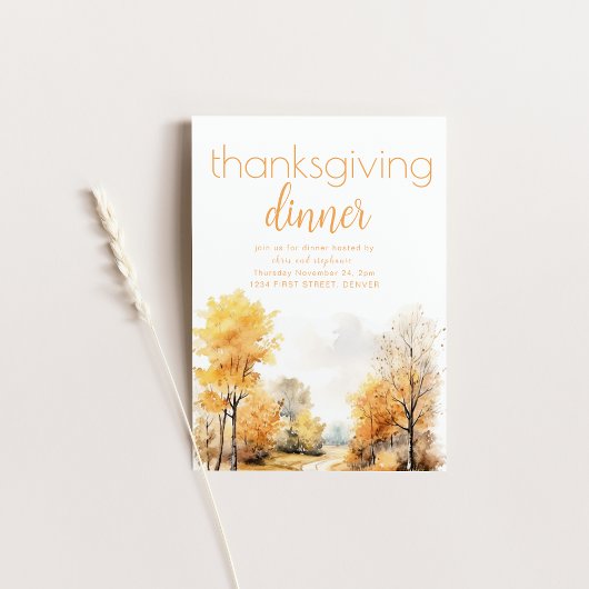 Thanksgiving Diner Invite met Herfst Landscape Kaart