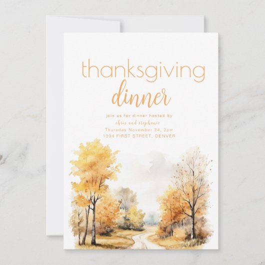 Thanksgiving Diner Invite met Herfst Landscape Kaart (Voorkant)