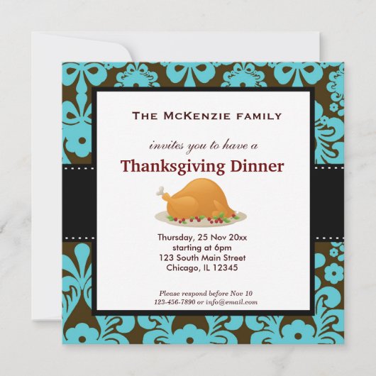 Thanksgiving-diner Kaart (Voorkant)