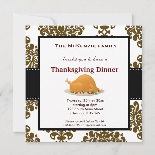 Thanksgiving-diner Kaart (Voorkant)