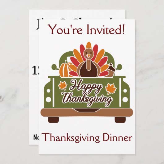 Thanksgiving diner Kaart (Voorkant / Achterkant)