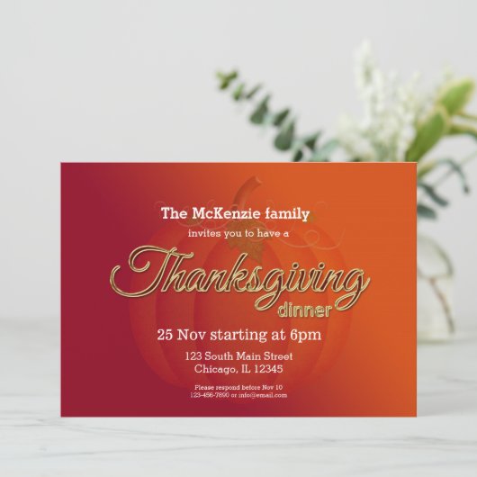 Thanksgiving-diner Kaart (Staand voorkant)