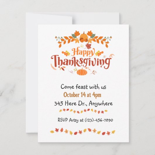 Thanksgiving-diner Kaart (Voorkant)