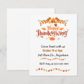 Thanksgiving-diner Kaart (Voorkant / Achterkant)