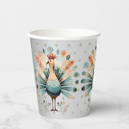 Thanksgiving Diner Kleurrijke Turkije Golden Stars Papieren Bekers