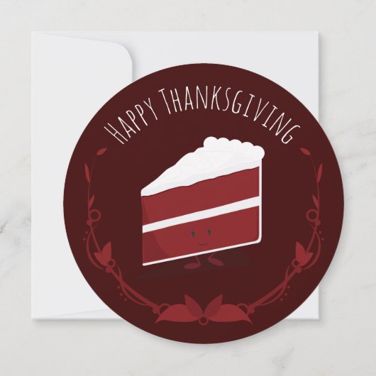 Thanksgiving Diner Lachend Rood Fluwelen Taart Kaart (Achterkant)