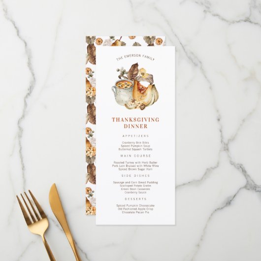 Thanksgiving-diner menu (Voorkant / Achterkant in situ)