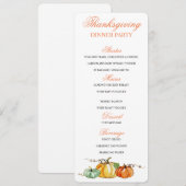Thanksgiving Diner menu pompoenen kaart (Voorkant / Achterkant)