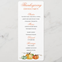Thanksgiving Diner menu pompoenen kaart