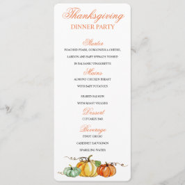 Thanksgiving Diner menu pompoenen kaart