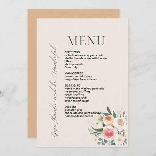 Thanksgiving diner menu stijl 03.retro herfst (Voorkant / Achterkant)