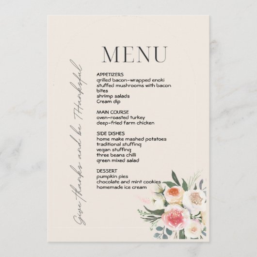 Thanksgiving diner menu stijl 03.retro herfst (Voorkant)