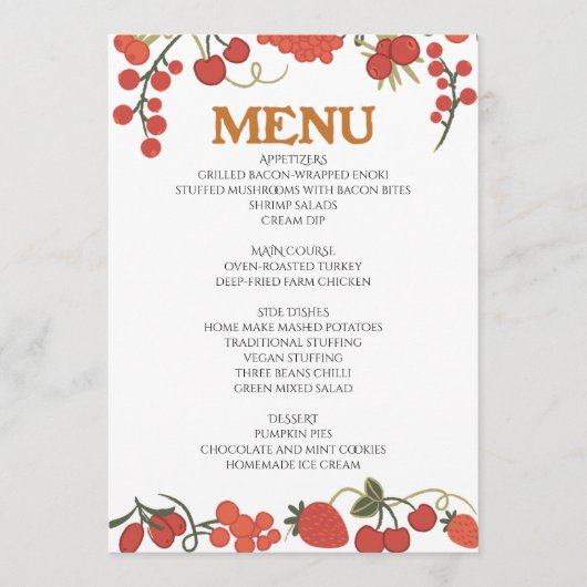 Thanksgiving diner menu stijl 05.retro herfst (Voorkant)