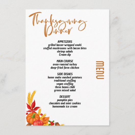 Thanksgiving diner menu stijl 06.retro herfst (Voorkant)