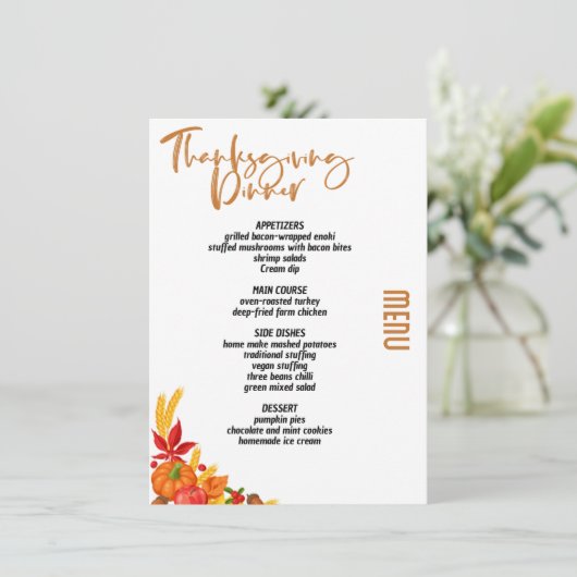 Thanksgiving diner menu stijl 06.retro herfst (Staand voorkant)