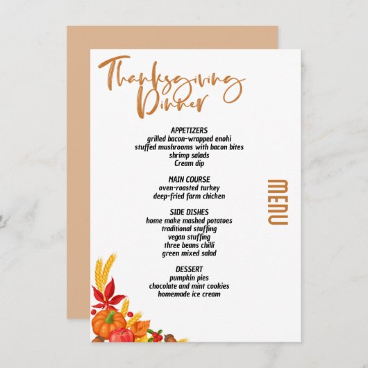 Thanksgiving diner menu stijl 06.retro herfst (Voorkant / Achterkant)