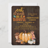 Thanksgiving Diner Moderne Herfst Waterverf Pompoe Kaart (Voorkant)