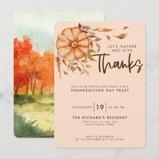 Thanksgiving Diner Nodig Boho Coffee Theme uit Kaart (Voorkant / Achterkant)