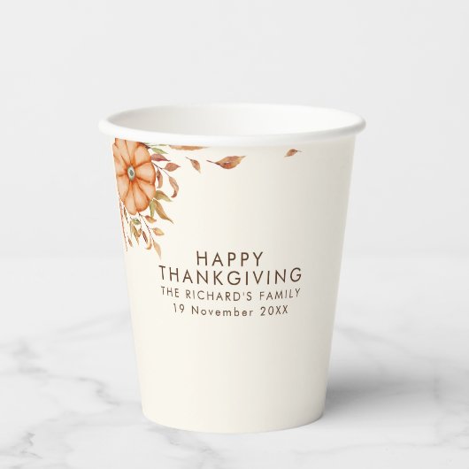 Thanksgiving Diner Nodig Boho Thema uit Papieren Bekers (Voorkant)