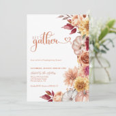 Thanksgiving Diner Nodig Pompoenen en bloemetjes u Kaart (Staand voorkant)