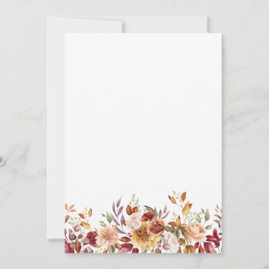 Thanksgiving Diner Nodig Pompoenen en bloemetjes u Kaart (Achterkant)