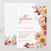 Thanksgiving Diner Nodig Pompoenen en bloemetjes u Kaart (Voorkant / Achterkant)