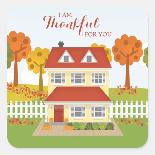 Thanksgiving Diner Open Huis Vierkante Sticker (Voorkant)