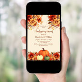 Thanksgiving Diner oranje Bloemen Pompoen Kaart