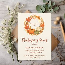 Thanksgiving Diner oranje pompoen Kaart